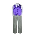 thumbnail image 2 of 4PC Shirt Gray Pants Vest & Necktie Set Baby Boy Toddler Kid Formal Suit Sm-7, 2 of 3