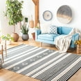 thumbnail image 2 of SAFAVIEH Striped Kilim Fergal Striped Area Rug, Black/Ivory, 7' x 7' Square, 2 of 7