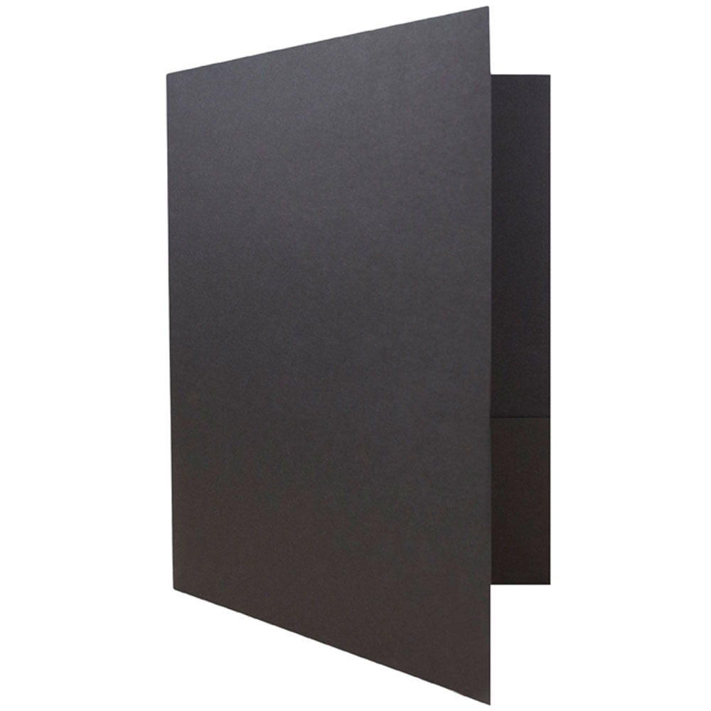 JAM Linen Two Pocket Folders, Black, 9 x 12, 25/Pack
