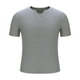 thumbnail image 4 of yillto Men's Muscle T Shirts Stretch Short Sleeve V Neck Workout Gym Tee Shirts Ribbed Knit Shirt, 4 of 6