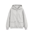 thumbnail image 4 of Zijinkuiwen Women Solid Full Zip Up Hoodie with Dual Flap Pockets Long Sleeve Drop Shoulder Loose Relaxed Fit for Everyday Daily Casual Outfit,4XL, 4 of 4