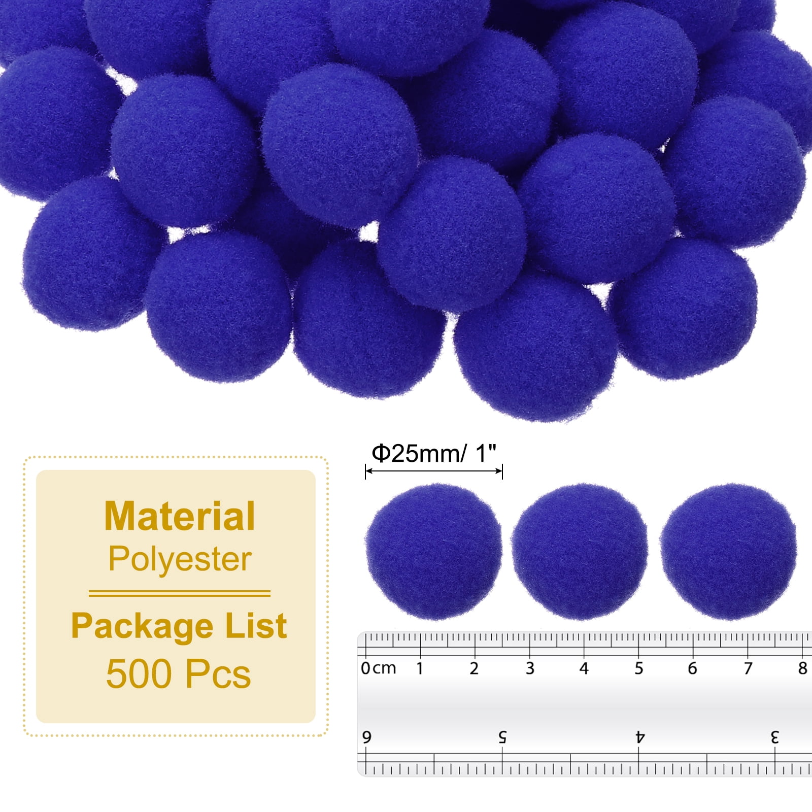 1inch Pom Poms for Crafts, 500pcs Pompoms for Crafts Puff Balls Bulk Fuzzy Balls for Hats Christmas Art DIY, Cobalt Blue