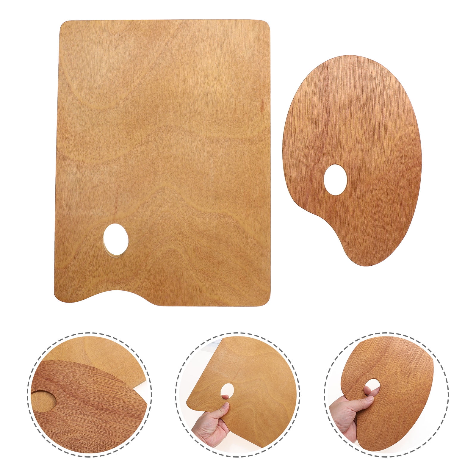 WHAMVOX 2Pcs Wooden Painting Tray DIY Art Painting Plate Creative Color Mixing Plate