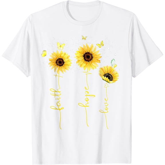 Christian for Women Sunflower Faith Hope Love T-ShirtMen's and women's pure cotton short-sleeved shirts
