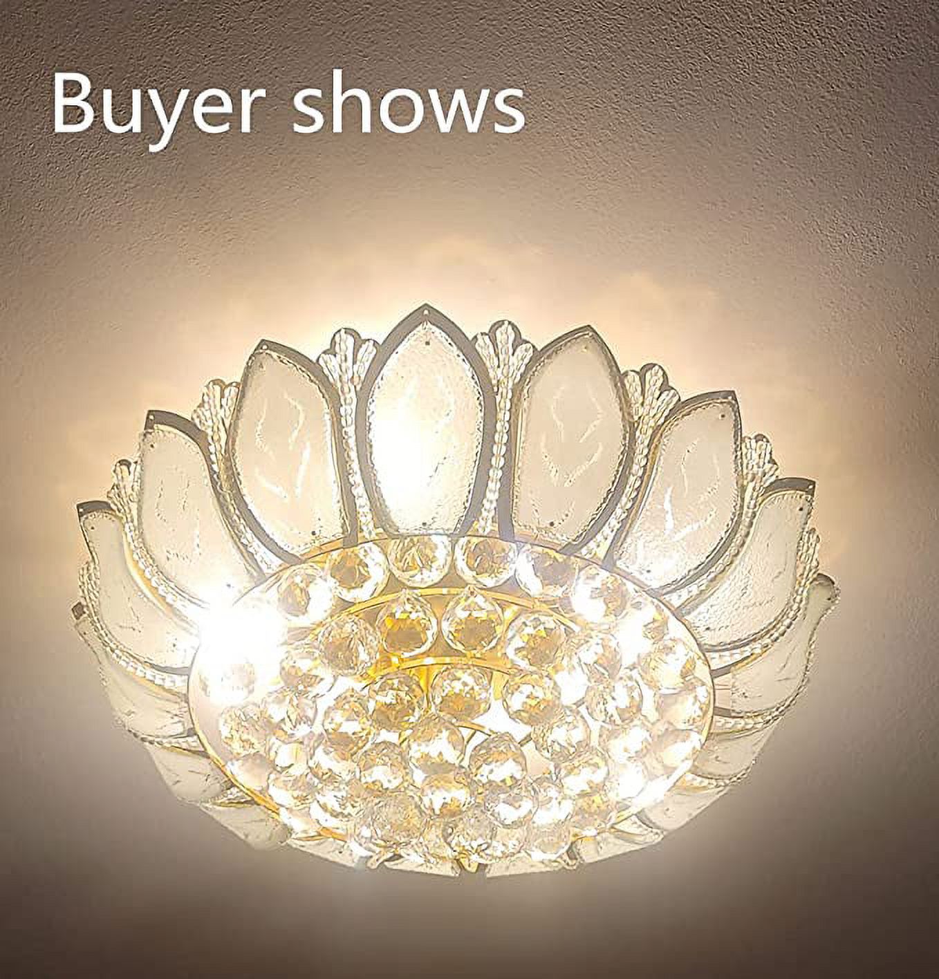 KPIBEST 23.6inch Lotus LED Crystal Large Chanderlier Lights for Living Room,Remote,Luxury Flush Mount Ceiling Light Pendant Lamp Fixture for Livingroom Bedroom