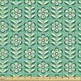 thumbnail image 2 of Floral Fabric by the Yard, Repetitive Vintage Leaves Circular Pattern Flowers Illustration, Decorative Upholstery Fabric for Chairs & Home Accents, Seafoam Pale Petrol Blue by Ambesonne, 2 of 5