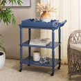 thumbnail image 4 of SAFAVIEH Haven 3-Tier Wood Kitchen Serving Cart, Blue, 4 of 16