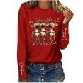 thumbnail image 4 of Womens Xmas Graphic Sweatshirt Round Neck Funny Christmas Long Sleeve Shirts Pullover Sweater Blouses Fleece Xmas Holiday Top, 4 of 5