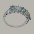 thumbnail image 4 of LBG British Made 9k White Gold Natural Aquamarine & Opal Womens Eternity Ring - 33 size options - Size 11.75, 4 of 8