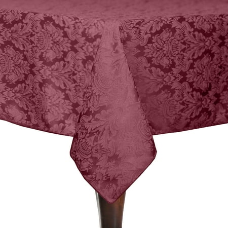 

Ultimate Textile (2 Pack) Saxony 72 x 72-Inch Square Damask Tablecloth - Jacquard Weave Emblem Crest Design Dark Red