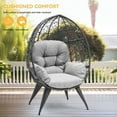 thumbnail image 3 of Dextrus Egg Chair Wicker Outdoor Indoor Oversized Large Lounger with Stand Cushion Egg Basket Chair 350lbs Capacity for Patio, Garden, Backyard, Balcony-Grey, 3 of 5