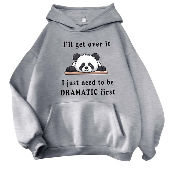 Bibifish Womens Panda Print Hoodies Casual Graphic Long Sleeve Pullover Tops Casual Cute Loose Fit Lightweight Spring Fall Trendy Hoodies