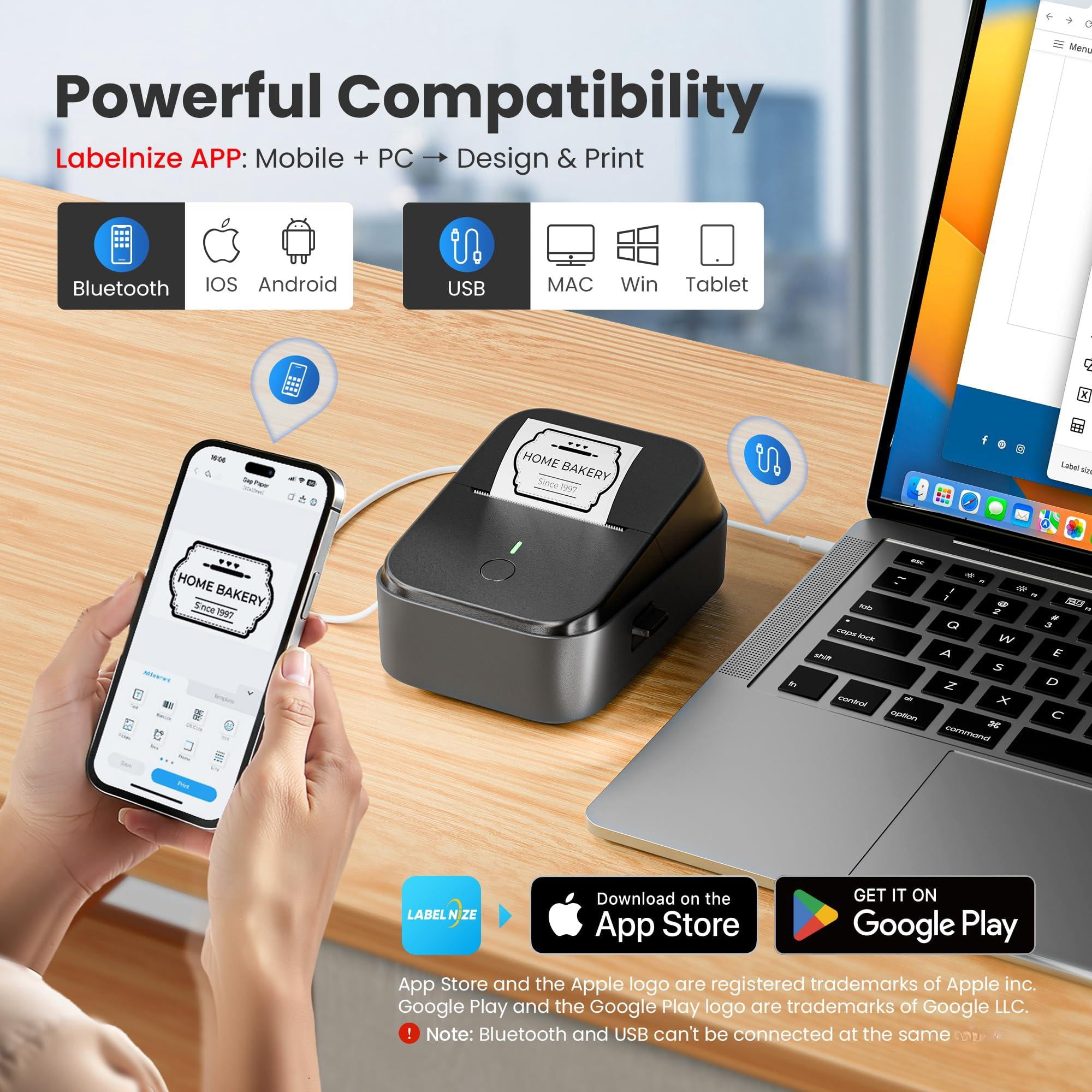 Pm260 Label Maker Machine With Tape  2 Inch Printer Inkless Portable Smart Ai App For Home Kitchen School Office Organization Black