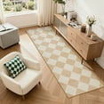 thumbnail image 3 of SUNDEREY 2'6''x8' Easy Jute Rugs for Hallway Entryway, 2.5x8 Non-Slip Washable Kitchen Rugs, Modern Checkered Hallway Rug, Farmhouse Neutral Soft Low Pile Carpet for Bedside Entry Front Door, Beige, 3 of 10