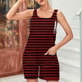 thumbnail image 2 of FAFWYP Women's Summer Sleeveless Adjustable Straps Jumpsuits Stripe Print Casual Loose Stretchy Shorts Rompers Overalls with Pockets, 2 of 5