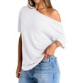 thumbnail image 3 of Tops de Mujer con Hombros Descubiertos, Camisetas Oversize de Corta, Ropa Informal de Moda de y Verano 2025. M, 3 of 8