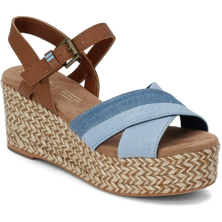 

Women s TOMS Willow Leather Platform Wedge Sandal