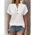 thumbnail image 6 of T Shirts For Women White Womens Tops Fashion V Neck With Mesh Cut Out Short Sleeved Elegan Casual Pullover Daily Comfortable Summer Tops, 6 of 7