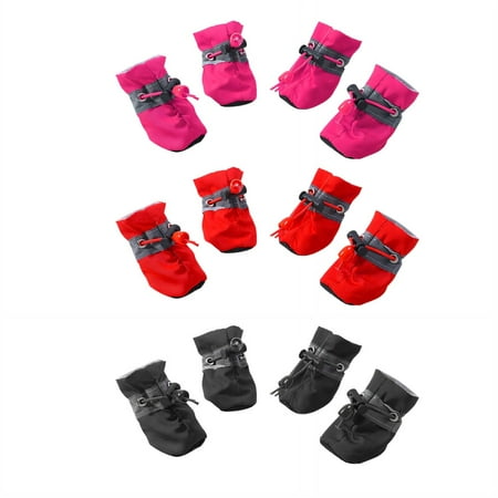 GASTROPOD 4Pcs Dog Shoes Comfortable Nylon & Cotton Material Dog Socks Anti-Slip Rubber Sole Dog Boots & Paw Protectors Reflective Strips Dog Rain Boots 4.5x3.5cm Style8