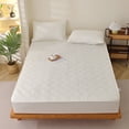 thumbnail image 1 of Linnome Waterproof Bed Sheet Mattress Protector Thickened Cotton Fall Winter Bedspread Cover Fitted Sheet Queen Size Machine Washable White, 1 of 6