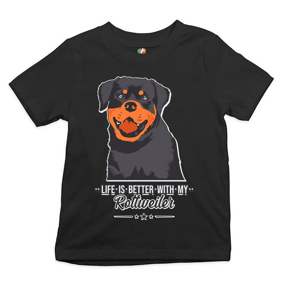 Tee Hunt Life is Better With My Rottweiler Youth T-Shirt Rottie Pet Dog Lover Kids