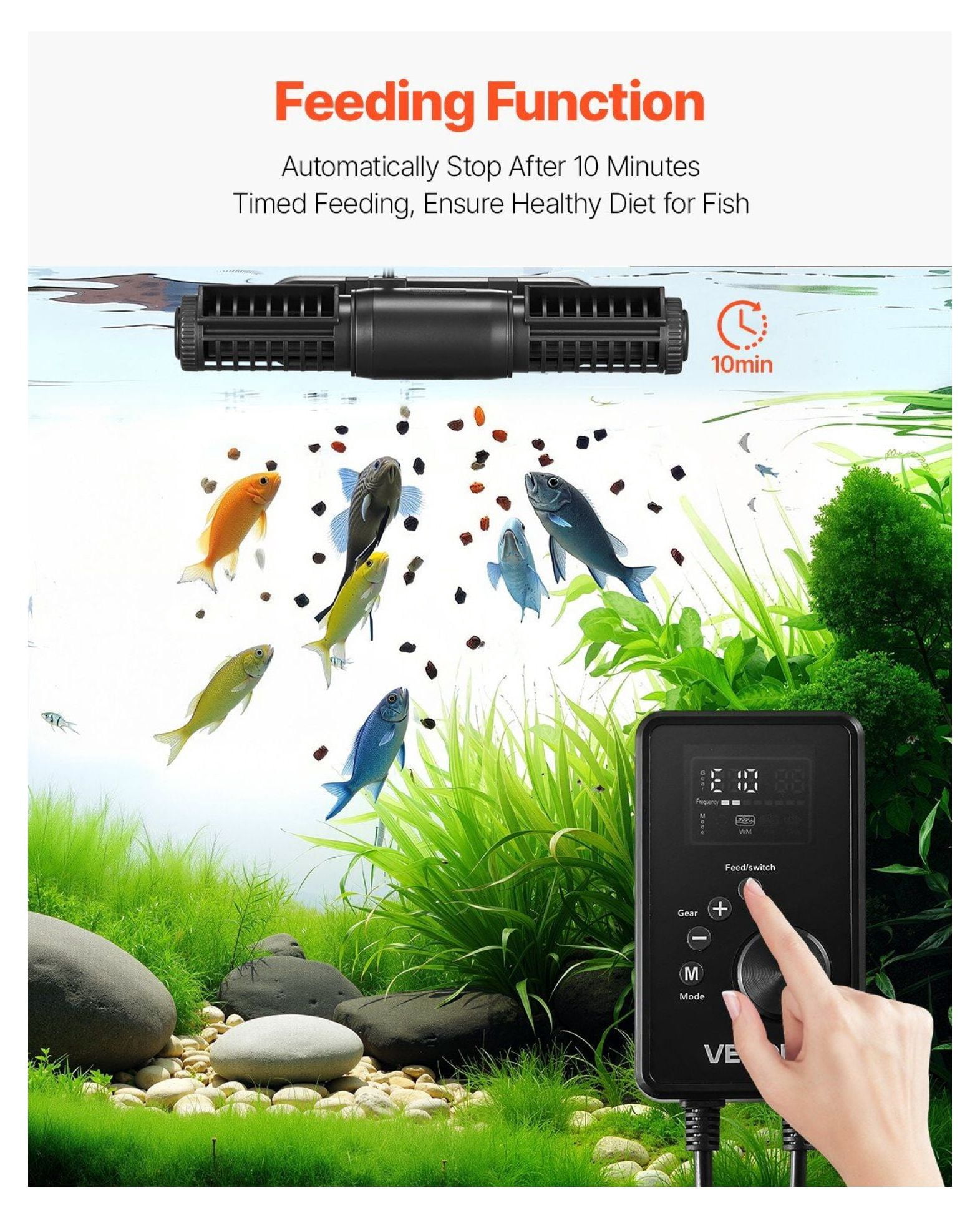Aquarium Wave Maker 2380 GPH, 25W Adjustable Cross Flow Pump with Controller