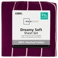 thumbnail image 6 of Mainstays 3-Piece 220 Thread Count Maroon and Pink Stripe 100% Peached Cotton Dreamy Soft Bed Sheet Set, Twin/Twin XL, 6 of 7