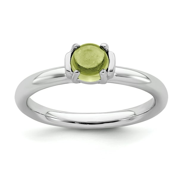 925 Sterling Silver Peridot Stackable Ring Birthstone August