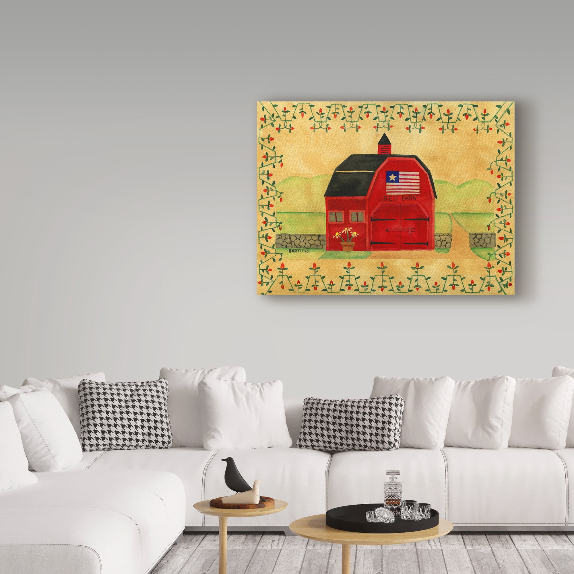 Trademark Fine Art 'Primitive American Red Barn' Canvas Art by Cheryl Bartley