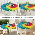 thumbnail image 7 of Colorful Rainbow Tie Dye Spiral Pattern Round Fitted Tablecloth with Elastic Edge,Dining Table Cover Waterproof,Outdoor Round Tablecloth for Camping,Dining,Indoor and Outdoor, 7 of 7