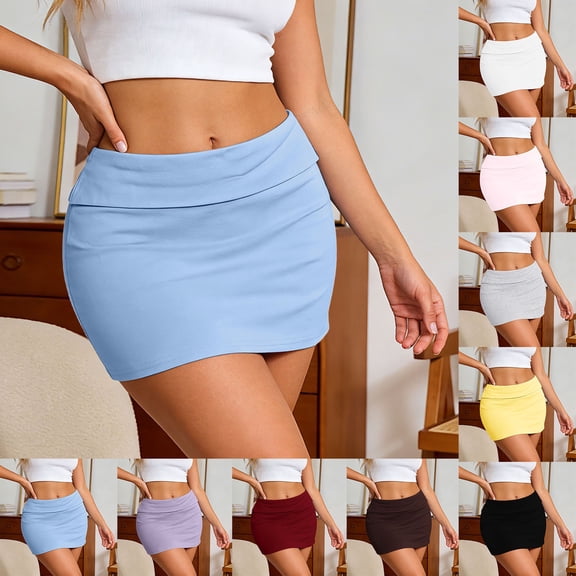 Women's Hot Girl Style Short Skirt Slim Fit Bodycon Solid Color Y2K Mini Skirt Red XL