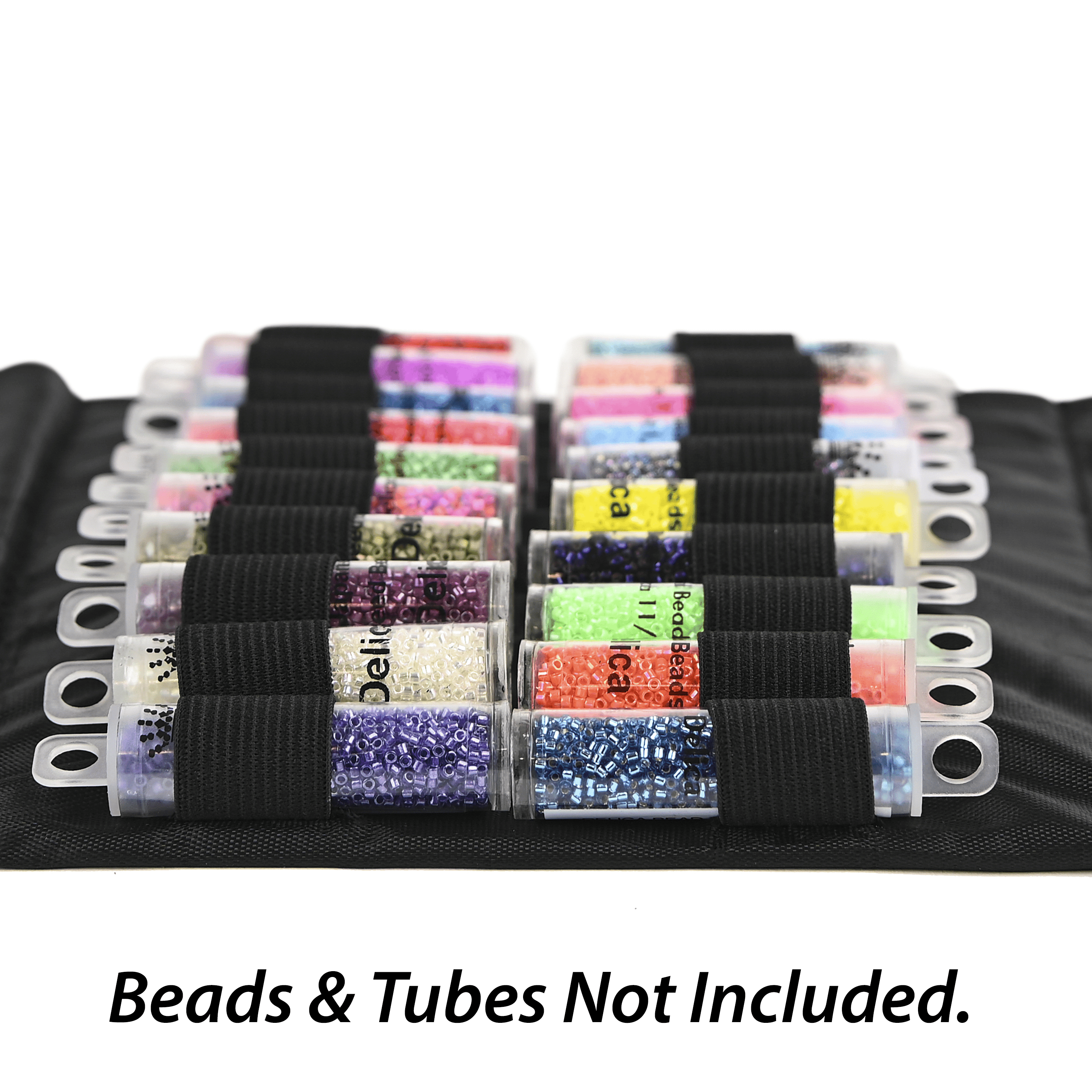 The Beadsmith Bead Tube Tower - Storage Unit for Large & Small Bead Tubes, 8 x 16 Inches, Folds Easily for Storage, Portable, Includes Clear Zippered Pouch w/ Handle