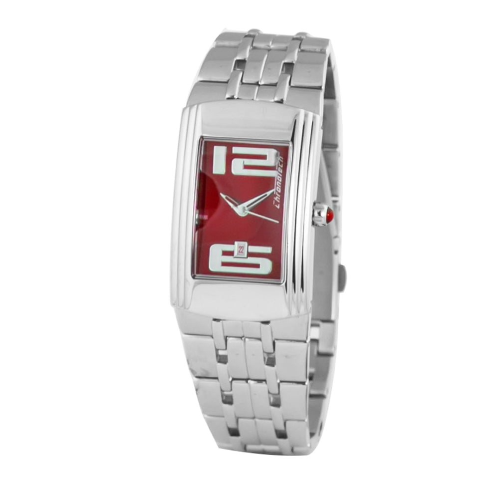 WATCH CHRONOTECH STAINLESS STEEL RED SILVER MEN CT7017M