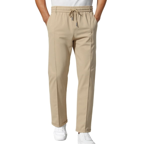 YueHuiYing Men's Solid Color Workwear Athletic Sweatpants Drawstring Elastic Waistband Active Track Pants