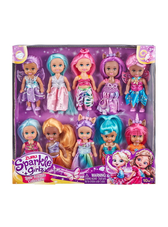 Sparkle Girlz ZURU Little Friends Set of 10 Fashion Dolls For Ages 3 Plus (styles may vary)