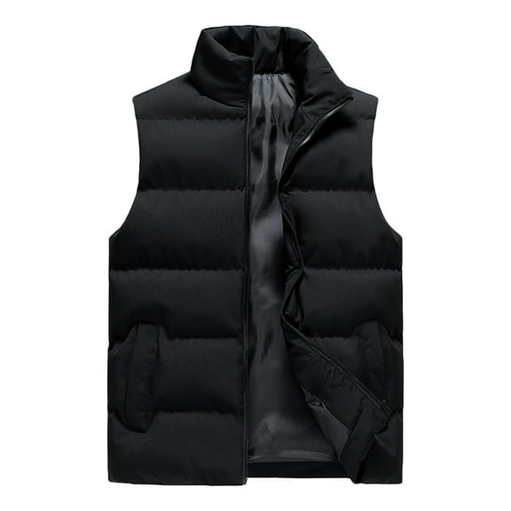 TMOYZQ Men's Plus Size Lightweight Packable Puffer Vest, Outdoor Casual Stand Collar Sleeveless Padded Down Vest Winter Warm Vests Outerwear Gilet Jacket for Hiking Work Travel