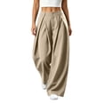 thumbnail image 2 of BRELIL Women's High Waisted Wide Leg Sweatpants Flowy Casual Loose Palazzo Pants Trousers Fall Winter Outfits Streetwear Workout, Khaki 2XL, 2 of 7