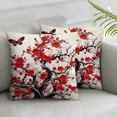 thumbnail image 2 of COMIO  Plum Blossom Floral Throw Pillow Cover Set of 2 Cases Branch Foliage Butterfly Cherry Japanese Blossom Ink China Culture Classic Outdoor Decor Pillowcase Home Square, 2 of 6