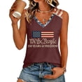thumbnail image 2 of American Flag Womens Tank Tops Summer Patriotic Loose Fit Sleeveless V Neck 250 Anniversary Usa Flag We The People 250 Anniversary USA Flag 4th Of July Outfits for Women T-Shirt Wine XXL, 2 of 5