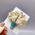 thumbnail image 6 of Blue Enamel Flower Basket Brooch With Secure Pin User Friendly Alloy Accessory For Dresses Hats Or Bags, 6 of 10