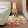 thumbnail image 2 of Round Rugs 3.3Ft, Orange Spring Floral Round Area Rug Washable Indoor Throw Carpet, Modern Oil Painted Daisy Botanical Soft Non Slip Circle Rug for Laundry Room Patio Home Decor Aesthetic, 2 of 8