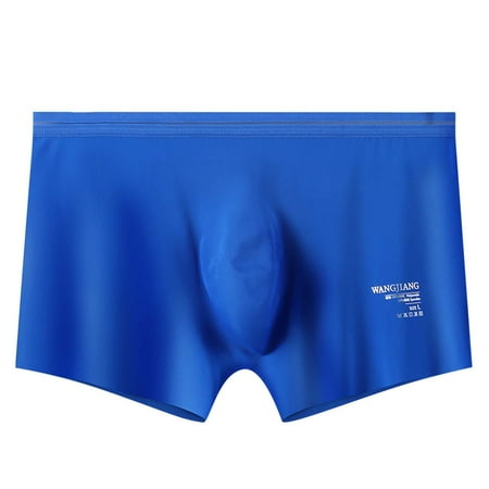 YWDJ Underwear for Men Pack Men Solid Color Ice Silk Seamless One Piece Boxer Briefs Blue XXL