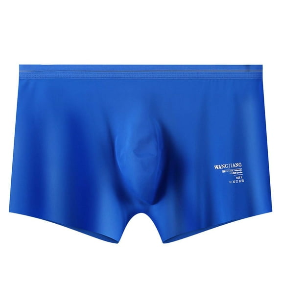 YWDJ Underwear for Men Pack Men Solid Color Ice Silk Seamless One Piece Boxer Briefs Blue L