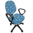 thumbnail image 1 of Floral Office Chair Slipcover, Illustration of Strips with Flowers and Swirls, Protective Stretch Decorative Fabric Cover, Standard Size, Turquoise Pale Blue, by Ambesonne, 1 of 5