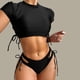 thumbnail image 1 of Trajes de baño Amzcrzy Tankini para mujer trajes de baño de bikini moda de verano para mujer color sólido con cojín en el pecho y sin soporte de acero traje de baño con tirantes sin espalda negro S, 1 of 4