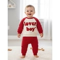 thumbnail image 4 of BemeyourBBs Toddler Baby Boy Girl Valentines Day Outfits Lover Boy Letter Long Sleeve Pullover Sweatshirt Tops Stripe Pants Set Spring Fall Winter Clothes, 4 of 9
