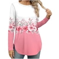 thumbnail image 3 of Uootdi Blouses for Women Dressy Casual Long Sleeve Round Neck Tunic Shirts Comfy Gift Graphic Print Trendy T-Shirts Going Out Cas, 3 of 8