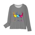 thumbnail image 4 of Fesfesfes Girls Long Sleeve Pullover Shirts Casual Fashion Crewneck Love Print Tops Loose Fits Plain Tunic Blouses for 3-14Years(Gray,5 Years), 4 of 5