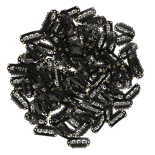 Clips a de Metal de 100 Piezas para Extensiones de Cabello Pelucas Postizo de , Negro