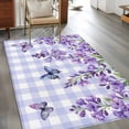 thumbnail image 2 of Purple Flowers Area Rugs 4'x6', Washable Small Throw Rugs for Office Bathroom, Butterfly Spring Floral Checkered Farmhouse Indoor Outdoor Rug Non-Slip Low Pile Carpet Runner Reversible Floor Mats, 2 of 8
